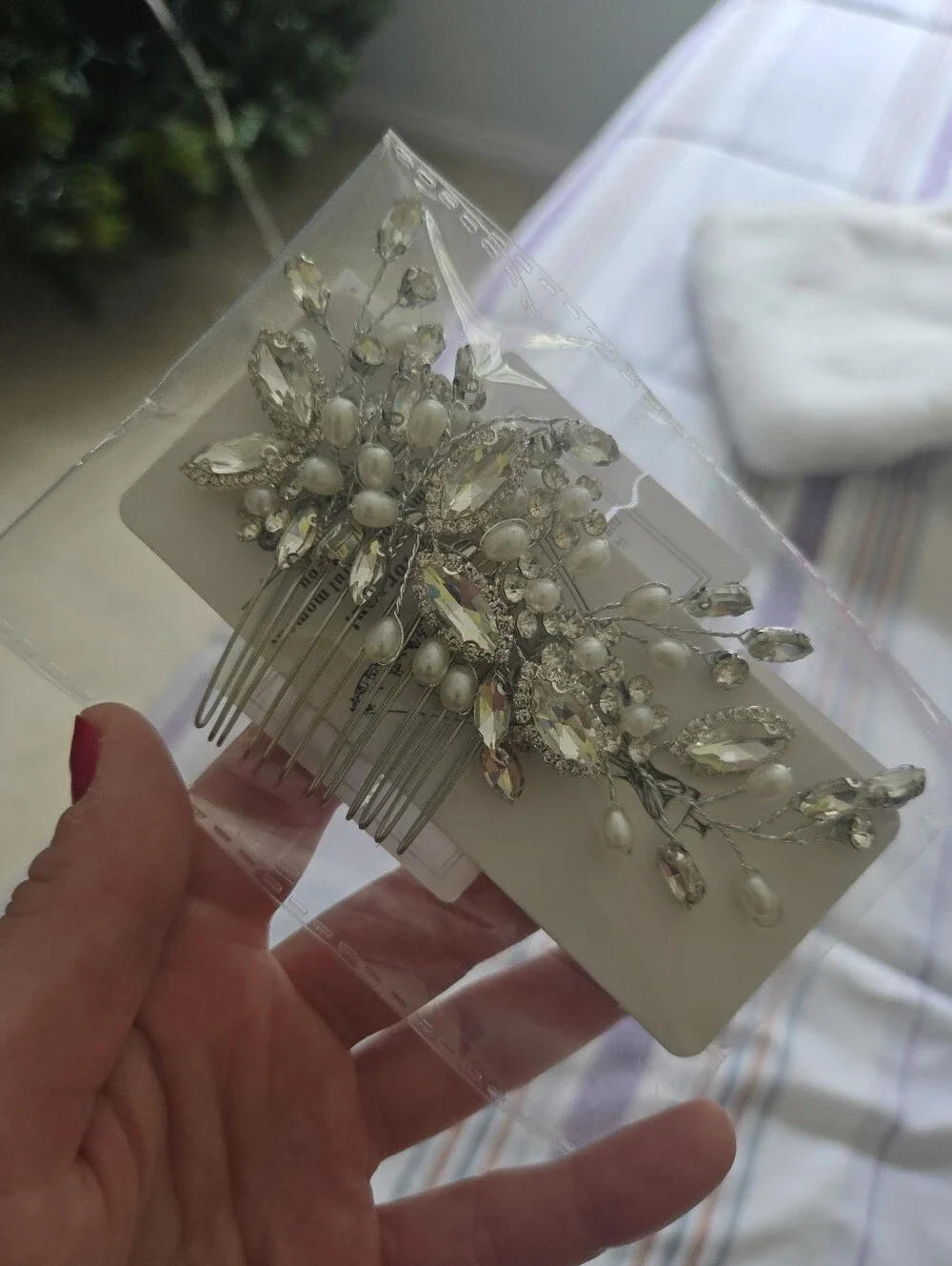 Silver Pearl & Crystal Bridal Hair Comb